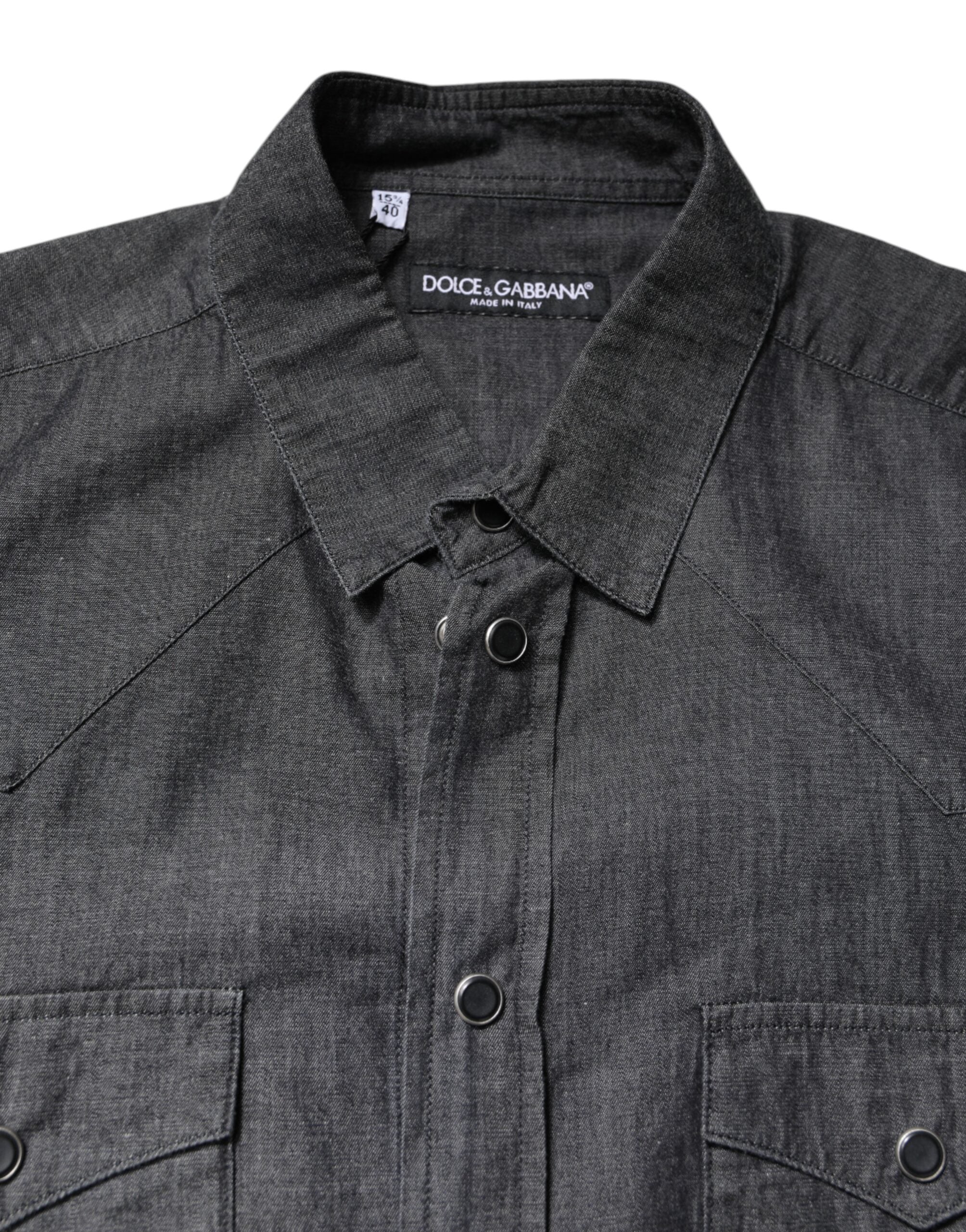 Dolce & Gabbana grey long-sleeved cotton casual shirt